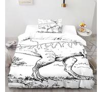 3D Sketch di T-Rex Set Di Biancheria Da Letto Uomini 2 Pezzi Morbido E Accogliente 1 Federe Cuscino Doppio Con Chiusura A Cerniera Single（135x200cm）