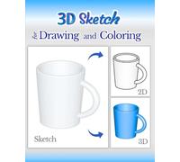 3D Sketch for Drawing and Coloring: 50-page book to create 15 minute art using trace drawing or practice shading, for the absolute beginner or an advanced artist