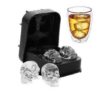 3D Skull Ice Mold - 4-Cavity Halloween Skull Ice Molds With Cove
