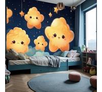3D Soggiorno Murale Decorazione Della Casa Stelle Gialle Vista Notturna Camera Da Letto Soggiorno Carta Da Parati Moderna-300Cm×210Cm