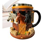 3D Stable Themed Ceramic Coffee Mug 300ml Realistic Horse Barn & Stable Des