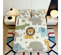 3D Stampato Animali Safari Fitted Sheet Microfibra Tasca Profonda Camera da Letto Set Completo Jungle Mattress Fitted Cover Antiscivolo Lavabile 120x200x25cm