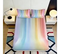 3D Stampato Arcobaleno Ombre Fitted Sheet Microfibra Antiscivolo Tasca Profonda Camera da Letto Biancheria Letto Gradiente Mattress Fitted Cover Lavabile Protezione Materasso 140x200x25cm