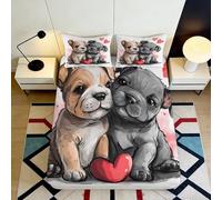 3D Stampato Bouledogue Francese Fitted Sheet Microfibra Tasca Profonda Letto Camera da Letto Cucciolo Mattress Fitted Cover Antiscivolo Lavabile 200x200x25cm
