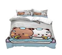 3D stampato cartone animato carino un due e Bubu biancheria da letto, set di 3 pezzi di simpatici panda per bambini e coppie, microfibra di lino morbido, singolo e doppio 135 × 200 (B, 220x240+