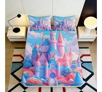 3D Stampato Castello delle Fiabe Fitted Sheet Microfibra Tasca Profonda Bordo Elastico Biancheria da Letto Castello Mattress Fitted Cover Lavabile Protettivo 180x200x25cm