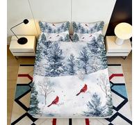 3D Stampato Foresta Invernale Fitted Sheet Microfibra Tasca Profonda Antiscivolo Biancheria Letto Coprifasciatoio Neve Mattress Fitted Cover Lavabile 90x200x25cm