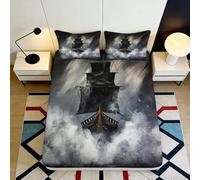 3D Stampato Motivo Veliero Fitted Sheet Microfibra Tasca Profonda Antiscivolo Camera Veliero Mattress Fitted Cover Lavabile per Adulti Giovani 140x200x25cm