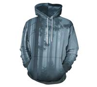 3D Stampato Nebbia Foresta di Pini Felpa con Cappuccio Casual Donna Uomo,Unisex Felpa 3D Stampa Astratto Piante Felpe Pullover Hoodie Manica Lunga Sweatshirt con Tasche L