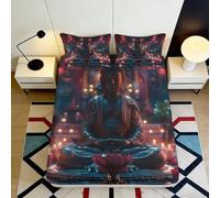 3D Stampato Zen Meditazione Fitted Sheet Microfiber Tasca Profonda Antiscivolo Camera da Letto Zen Mattress Fitted Cover Lavabile Adulti 200x200x25cm