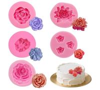 3D Stampi per Candele, 5 stampi in silicone a forma di fiore, Stampi per Candele in Silicone 5 Pezzi, Modelli 3D a Forma di Rosa, Stampi in Silicone per Candele, Per Candele, Cioccolato, Dolci, Sapone