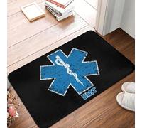 3D Star Of Life Front Door Mat Anti-Slip Outdoor Absorbent Paramedic Medic Ambulance Doormat Kitchen Balcony Rug Carpet-40x60cm
