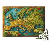 3D stereoscopico Puzzle 1000 Pezzi Adulti Mappapa dell’Europa Puzzle Compact Box Idea Regalo Uomo E Donna Personalizzato Antistress Divertimento Per Adulti Decorazione Famiglia 1000pcs (75x50cm)