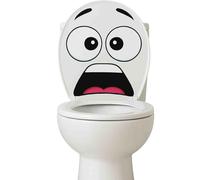 3D Surprised Face Toilet Decal, Funny Toilet Stickers for Bathroom, Waterproof Toilets Cover Lid Decals，Self-Adhesive Plastic Sticker for Restroom Decoration. (5pcs)