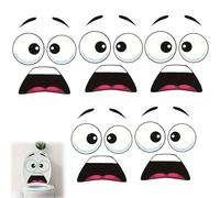 3D Surprised Face Toiletss Decal, Toilet Stickerss, Funny Toilets Stickers, Waterproof Toilet Seat Sticker, Funny Toilets Stickers for Bathroom, Bathrooms Accessory (5 pezzi)