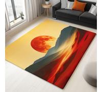 3D Tappeti Paesaggio Desertico Fantasy Sole Rosso Colline Tappeto a Pelo Corto, per Soggiorno Camera da Letto Colore Arancione Tappeti, Interni Tappeto Antiscivolo Adatto Agli Animali 160 x 230 cm