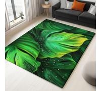 3D Tappeti Pittura A Olio Foglie Di Palma Gocce Di Rugiada Tappeto a Pelo Corto Anti-perdita, per Soggiorno Camera da Letto Verde Tappeti, Interni Tappeto Antiscivolo Adatto Agli Animali 160 x 230 cm