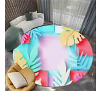 3D Tappeti Rotondo Foglie Geometriche Ritagliate Dalla Carta Tappeto a Pelo Corto Rotondo, per Soggiorno Camera da Letto Multicolore Tappeti Interni Tappeto Antiscivolo Adatto Agli Animali 120 cm