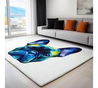 3D Tappeti Testa Di Bulldog Francese Geometrica Tappeto a Pelo Corto Anti-perdita, per Soggiorno Camera da Letto Bianco Tappeti, Interni Tappeto Antiscivolo Adatto Agli Animali 160 x 230 cm