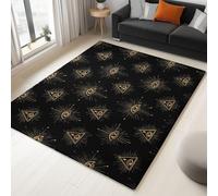 3D Tappeti Triangolo Geometrico Occhio Onniveggente Tappeto a Pelo Corto Anti-perdita, per Soggiorno Camera da Letto Nero Tappeti Interni Tappeto Antiscivolo Adatto Agli Animali 90 x 150 cm