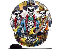 3D Tappetino Mouse Ergonomico con Schiuma di memoria Mouse Pad con Poggiapolsi Tappetino per Mouse ，Tappettino Mause per PC Confortevole Durevole -Rapsodia della banda del teschio