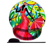 3D Tappetino Mouse Ergonomico con Schiuma di memoria Mouse Pad con Poggiapolsi Tappetino per Mouse ，Tappettino Mause per PC Confortevole Durevole -ragazza africana anime che tiene un ventaglio