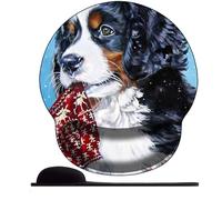 3D Tappetino Mouse Poggiapolsi Mouse Pad Ergonomico con Cuscinetto in Schiuma di memoria e Base Antiscivolo,Tappetino per Mouse Gaming ，Bovaro bernese e calza della Befana