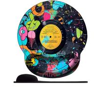 3D Tappetino Mouse Poggiapolsi Mouse Pad Ergonomico con Cuscinetto in Schiuma di memoria e Base Antiscivolo,Tappetino per Mouse Gaming ，Dischi in vinile graffiti