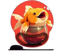 3D Tappetino Mouse Poggiapolsi Mouse Pad Ergonomico con Cuscinetto in Schiuma di memoria e Base Antiscivolo,Tappetino per Mouse Gaming ，pesce rosso grasso anime