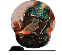 3D Tappetino Mouse Poggiapolsi Mouse Pad Ergonomico con Cuscinetto in Schiuma di memoria e Base Antiscivolo,Tappetino per Mouse Gaming ，Rapsodia di chitarra