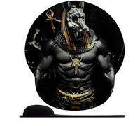 3D Tappetino Mouse Poggiapolsi Mouse Pad Ergonomico con Cuscinetto in Schiuma di memoria e Base Antiscivolo,Tappetino per Mouse Gaming ，anime Dio egizio Anubi