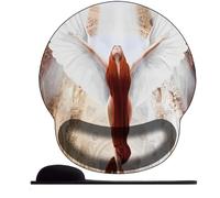 3D Tappetino Mouse Poggiapolsi Mouse Pad Ergonomico con Cuscinetto in Schiuma di memoria e Base Antiscivolo,Tappetino per Mouse Gaming ，Bellezza dell'angelo dalle ali bianche