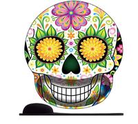 3D Tappetino Mouse Poggiapolsi Mouse Pad Ergonomico con Cuscinetto in Schiuma di memoria e Base Antiscivolo,Tappetino per Mouse Gaming ，teschio anime con fiori