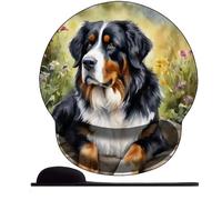 3D Tappetino per mouse con poggiapolsi ergonomico in memory foam, antiscivolo, mouse pad per computer e ufficio ，Bovaro bernese