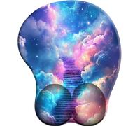 3D Tappetino per Mouse con Schiuma di memoria Rest Mouse Pad con Comodo Supporto per Il Polso Mousepad Poggiapolsi, Ergonomico, Antiscivolo,Scala verso le stelle