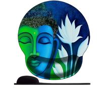 3D Tappetino per Mouse con Schiuma di memoria Rest Mouse Pad con Comodo Supporto per Il Polso Mousepad Poggiapolsi, Ergonomico, Antiscivolo,Buddha loto bianco