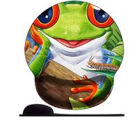 3D Tappetino per Mouse con Schiuma di memoria Rest Mouse Pad con Comodo Supporto per Il Polso Mousepad Poggiapolsi, Ergonomico, Antiscivolo,anime foresta pluviale rana felice