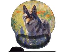 3D Tappetino per mouse con supporto per poggiapolsi e mouse Pad ergonomico Tappetino per mouse con base in gomma per computer, casa, lavoro e giochi,Ombra del lupo primaverile