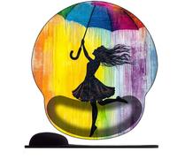 3D Tappetino per mouse con supporto per poggiapolsi e mouse Pad ergonomico Tappetino per mouse con base in gomma per computer, casa, lavoro e giochi,La stagione delle piogge di Rainbow Girl