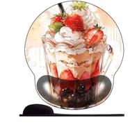 3D Tappetino per mouse con supporto per poggiapolsi per mouse pad, tappetino per mouse ergonomico con base in gomma antiscivolo per casa, ufficio -Gelato alla crema di fragole