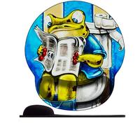 3D Tappetino per mouse ergonomico in Schiuma di memoria，Tappetino per mouse Supporto per il polso， per computer, casa, lavoro e giochi ，rana anime animale da toilette