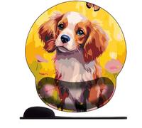 3D Tappetino per mouse ergonomico in Schiuma di memoria，Tappetino per mouse Supporto per il polso， per computer, casa, lavoro e giochi ，Cucciolo di Cavalier King Charles Spaniel