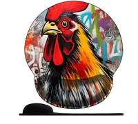 3D Tappetino per mouse ergonomico in Schiuma di memoria，Tappetino per mouse Supporto per il polso， per computer, casa, lavoro e giochi ，Gallo scarabocchio