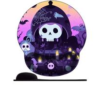 3D Tappetino per mouse in Schiuma di memoria, tappetino antiscivolo per mouse，Tappetino per mouse Supporto per il polso，per computer, ufficio e casa ，anime Castello Scheletro