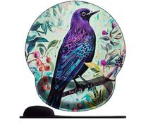 3D Tappetino per mouse Supporto per il polso，Tappetino per Mouse con Base in Gomma Antiscivolo tappetino mouse poggiapolsi mouse ergonomico mouse pad -Uccello dalle piume viola su un ramo