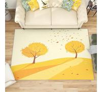 3D Tappeto Salotto Pelo Corto 180x240 cm, Modello di Colline E Alberi Dei Cartoni Animati Tappeto Camera Per Bambini Antiscivolo Lavabile, Giallo Tappeti Decorazione per Corridoio, Soggiorno, Sala