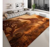 3D Tappeto Salotto Pelo Corto 60 x 90 cm Animale Giraffa Tappeto Camera, Colore Arancione Antiscivolo Lavabile Tappeti Fotografia Naturalistica Tappeti Decorazione per Corridoio Soggiorno Sala