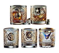 3D Tazze Colazione - Mug Divertenti, Bicchiere Da Whisky Da 300 Ml In Omaggio Ai Veterani, Bicchiere Da Vino Originale Splendidamente Inciso Da 10 Once, Regalo Per Veterani Dell'esercito(5pcs)