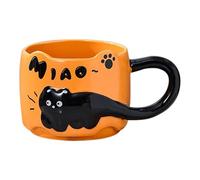 3D Tazze Colazione - Mug Divertenti, Tazza Da Caffè Con Gatto 3D, Tazza Da Latte Impilabile, Simpatica Tazza Da Colazione In Ceramica Con Divertenti Cartoni Animati, Stoviglie Da Cucina(Orange)