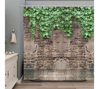 3D Tende Doccia Muri di Mattoni Con Viticci Tendina da Doccia Antimuffa Stile Rurale Impermeabile Lavabile Grande Tessuto Poliestere Tende per Vasca da Bagno 180x200 con 12 Ganci d-1788